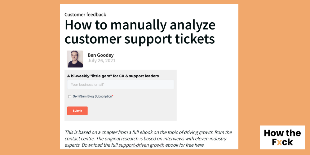 SentiSum's how to manually analyze support tickets article