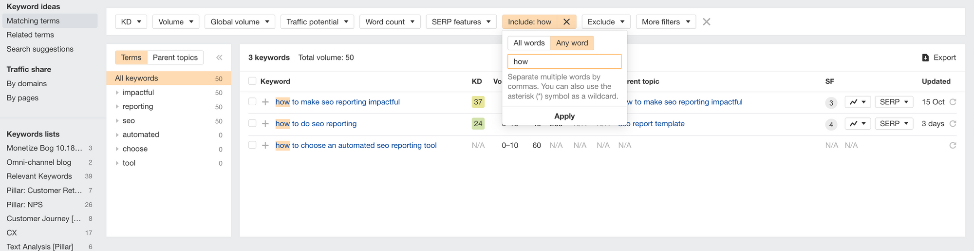 Ahrefs finding how-to content